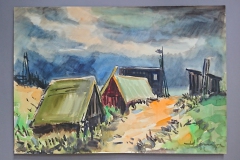 herbert lange (1920-2001) Fischerhütten in Koserow, Usedom ,  1972,, 51 x 73 cm