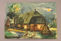 herbert lange (1920-2001) Abend in Bodstedt , 1972,  Aquarell , 51 x 73 cm
