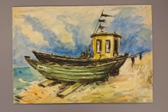 herbert lange (1920-2001)  Fischerboot in Koserow, Usedom,  1972,  Aquarell,   51 x 73 cm