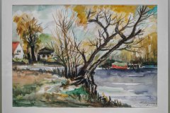 herbert-lange (1920 - 2001) herbsttag-am-stoelpchensee-1993-aquarell-69-x-485-cm